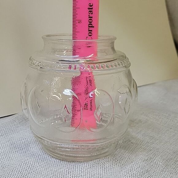 Vtg Ceiling Light Fixture Glass SHADE Diamond & Beaded Bathroom Hallway 5 1/2" - Picture 7 of 7